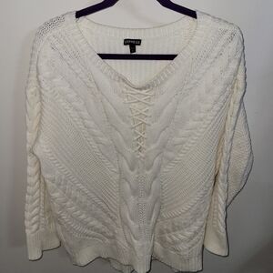Express Oversized Knit Cream Sweater, Size L